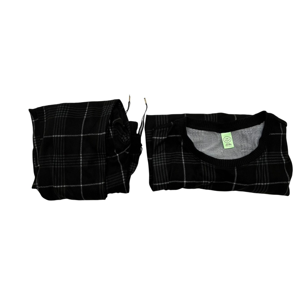 Honeydew Intimates Womens XXL Pajama Set Black Plaid Joggers Long Sleeve 5220